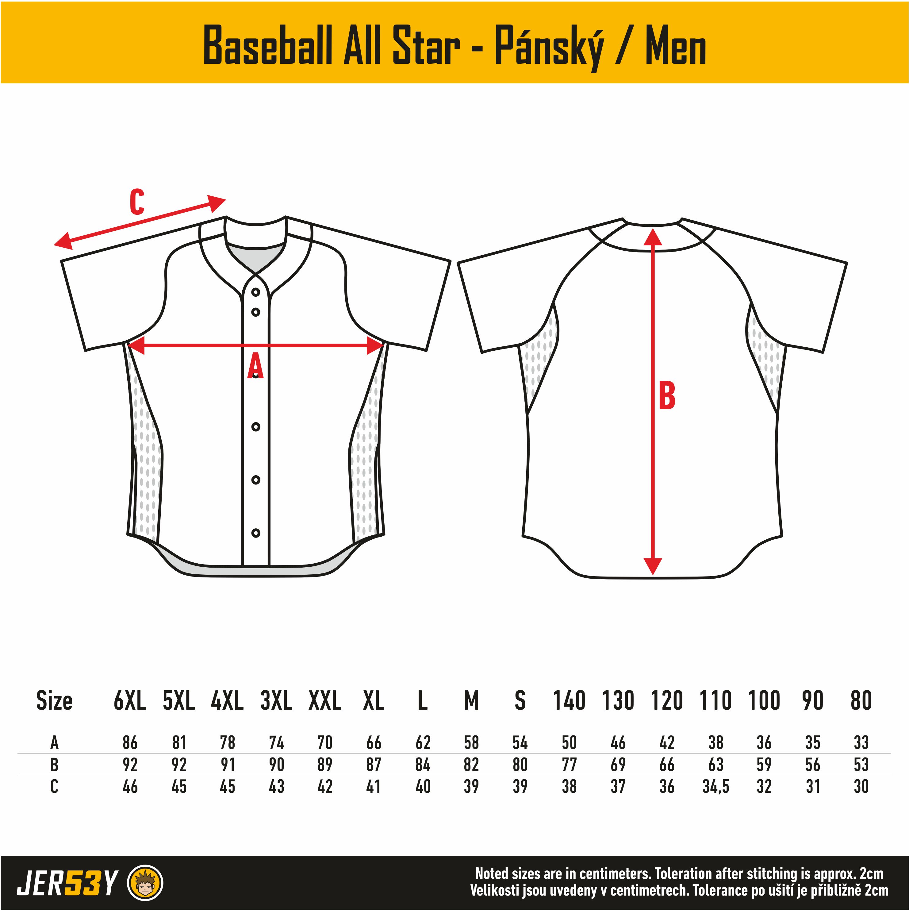 adidas baseball jersey size chart